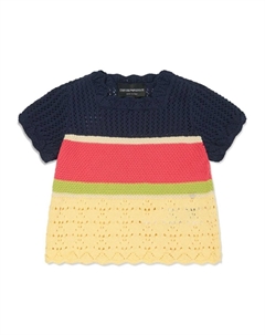 Полосатый топ в технике кроше Kids, желтый Emporio armani