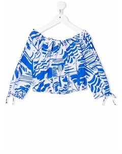 Топ с длинными рукавами и графичным принтом, синий Msgm kids