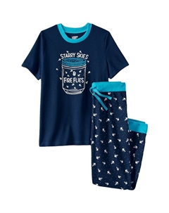 Пижамный комплект с футболкой и штанами для бега для детей 2–20 лет, цвет Blue Starry Skies Lands' end