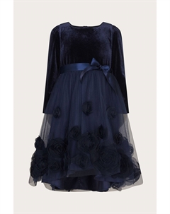 Платье с длинными рукавами и 3D цветочным принтом, синий Monsoon