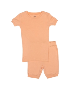 Детские короткие хлопковые пижамы из двух частей в стиле бохо, персик Leveret
