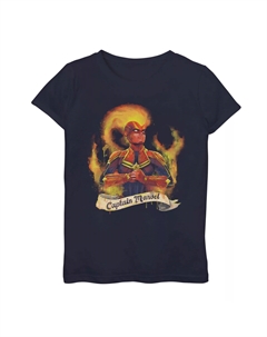 Футболка с графическим рисунком «Пламенный портрет» для девочек 7–16 лет «Капитан Марвел» Marvel