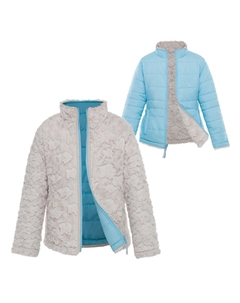 Двусторонняя флисовая куртка-пуховик для девочек, цвет Beige Sky Blue Rokka&rolla