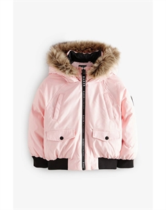 Водонепроницаемая куртка бомбер с меховым капюшоном, розовый Baker by ted baker