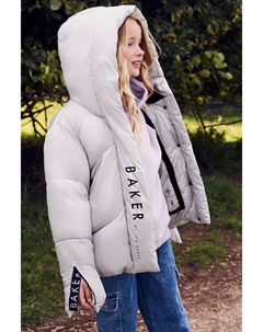 Водонепроницаемое фирменное пуховое пальто с жемчужным принтом, серебряный Baker by ted baker