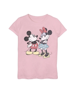 Футболка 's с Микки Маусом для девочек 7–16 лет и Минни в стиле ретро с рисунком «Друзья», розовый Disney