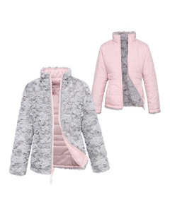 Двусторонняя флисовая куртка-пуховик для девочек, цвет Frost Gray Chalk Pink Rokka&rolla
