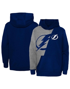 Непревзойденный пуловер с капюшоном Youth Heather Grey/Blue Tampa Bay Lightning Outerstuff