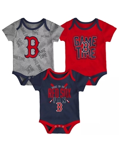 Боди Boston Red Sox для новорожденных и младенцев, темно-синий/красный/серый с меланжевыми оттенками, комплект боди из трех частей Game Time Outerstuff