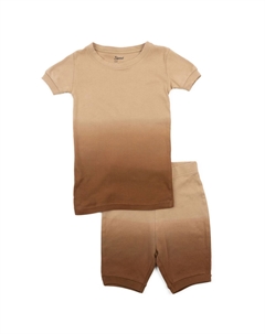 Детские короткие хлопковые пижамы из двух предметов для девочек, цвет Tie Dye Beige Leveret