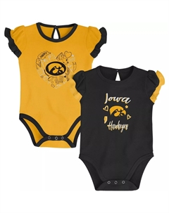 Комплект боди черного/золотого цвета Iowa Hawkeyes Too Much Love для новорожденных и младенцев, состоящий из двух частей Outerstuff