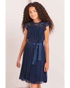 Плиссированное платье для особых случаев с кружевной кокеткой, синий Lipsy
