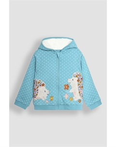 Уютная толстовка с капюшоном из хлопка с аппликацией, синий Jojo maman bébé