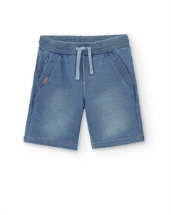 Плюшевые шорты для мальчика с карманами и кулиской, светло-синий Boboli