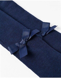 Вязаные колготки для девочки с бантиками, темно-синий Zippy