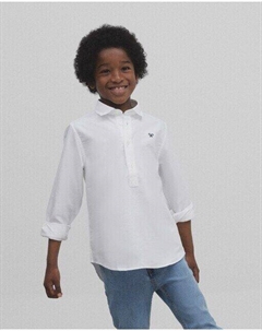 Однотонная рубашка для мальчика с длинными рукавами, белый Silbon