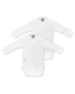 Комплект из 2 белых детских боди из хлопка с длинными рукавами, белый Cambrass