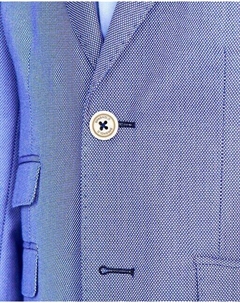 Пиджак для мальчика вязки "птичий глаз" с нашивками на локтях, синий Spagnolo