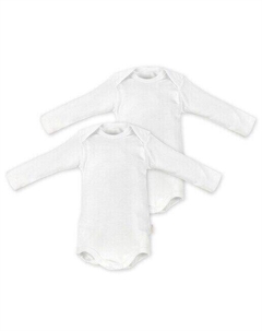 Комплект из 2 белых детских боди из хлопка с длинными рукавами, белый Cambrass