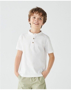Рубашка-поло для мальчика с короткими рукавами и воротником-стойкой, белый Kids el corte inglés