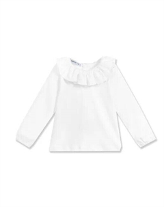 Набор из двух хлопковых футболок для девочек с рюшами на воротнике, белый Babidu