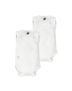 Комплект из 2 белых хлопковых детских боди без рукавов, белый Cambrass