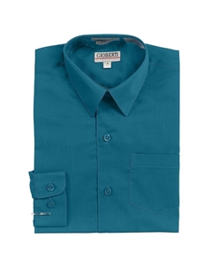 Детская однотонная классическая рубашка с длинными рукавами, цвет Teal Green Gioberti