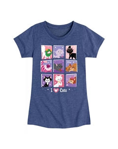 Футболка Disney's The Aristocats Girls 7–16 с рисунком «Сетка разных кошек», синий Licensed character