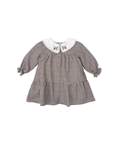 Платье в ломаную клетку для девочки с контрастным воротником, цвет Granate Babidu