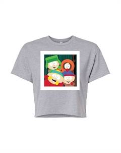 Укороченная футболка с фотографией для юниоров South Park Friends, серый Licensed character