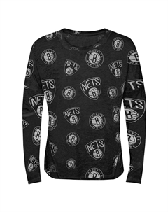 Черная молодежная футболка Brooklyn Nets Back in Action с длинными рукавами для девочек Outerstuff