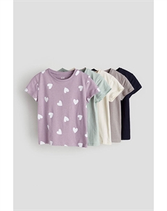 5 пар хлопковых футболок, фиолетовый H&m