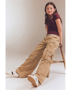 Широкие брюки карго, бежевый H&m