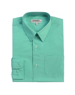 Детская однотонная классическая рубашка с длинными рукавами, цвет Mint B Gioberti