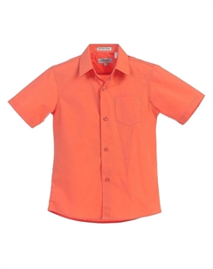 Детская однотонная классическая рубашка с короткими рукавами, коралловый Gioberti