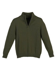 Вязаный свитер для мальчиков с половиной молнией из 100 % хлопка, цвет Olive Gioberti
