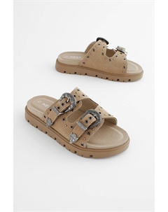 Сандалии в стиле вестерн с двумя пряжками, коричневый Next