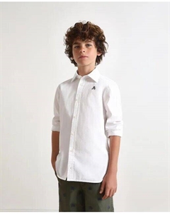 Рубашка для мальчика с длинными рукавами и вышитым логотипом, белый Scalpers