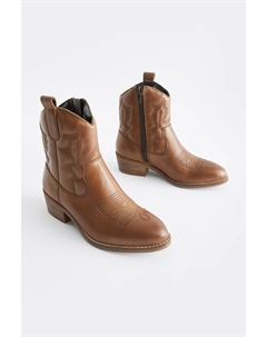 Ботильоны на высоком каблуке в западном стиле, коричневый Next