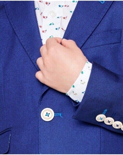 Пиджак для мальчика вязки "птичий глаз" с нашивками на локтях, темно-синий Spagnolo