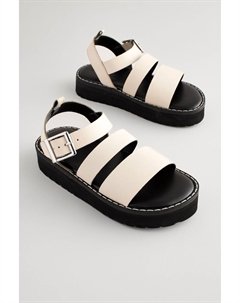 Кожаные босоножки на толстой подошве, бежевый Next