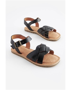 Кожаные плетеные сандалии, черный Next