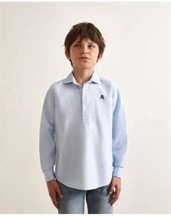 Однотонная рубашка для мальчика с длинными рукавами, светло-синий Scalpers