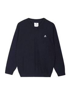 Свитер с V-образным вырезом и вышивкой, темно-синий Scalpers