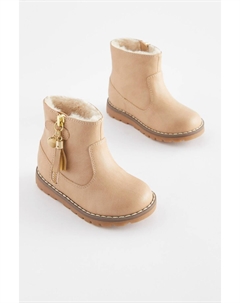 Ботинки на теплой подкладке с застежкой-молнией с бахромой, бежевый Next