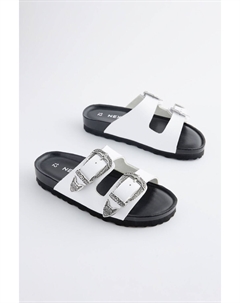 Сандалии в стиле вестерн с двумя пряжками, белый Next