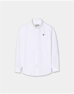 Однотонная рубашка для мальчика с длинными рукавами, белый Silbon
