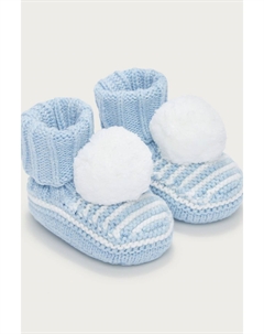 Вязаные ботильоны с полосатыми помпонами из натурального хлопка, синий The white company