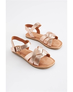 Сандалии из плетеной кожи, розовый Next