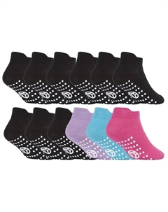 12 пар детских низких носков с нескользящей подошвой розового/черного цвета, розовый Sock snob